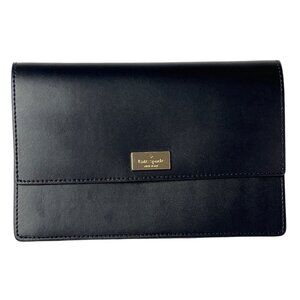 Kate Spade Wallet Women Flap Leather Solid Black Neutral Classic Snap Closure